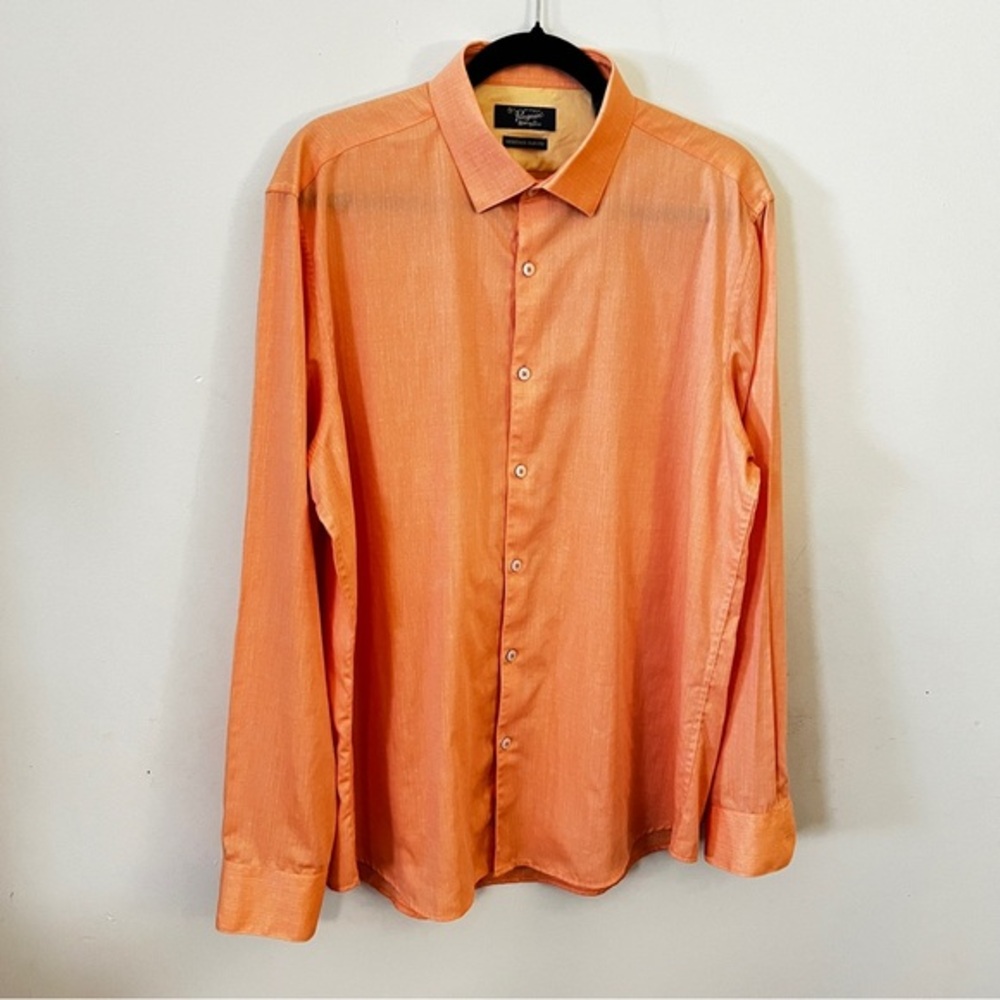 Original Penguin Textured Orange Button-Down Shirt Men’s Size 16.5 / 34–35 or L
